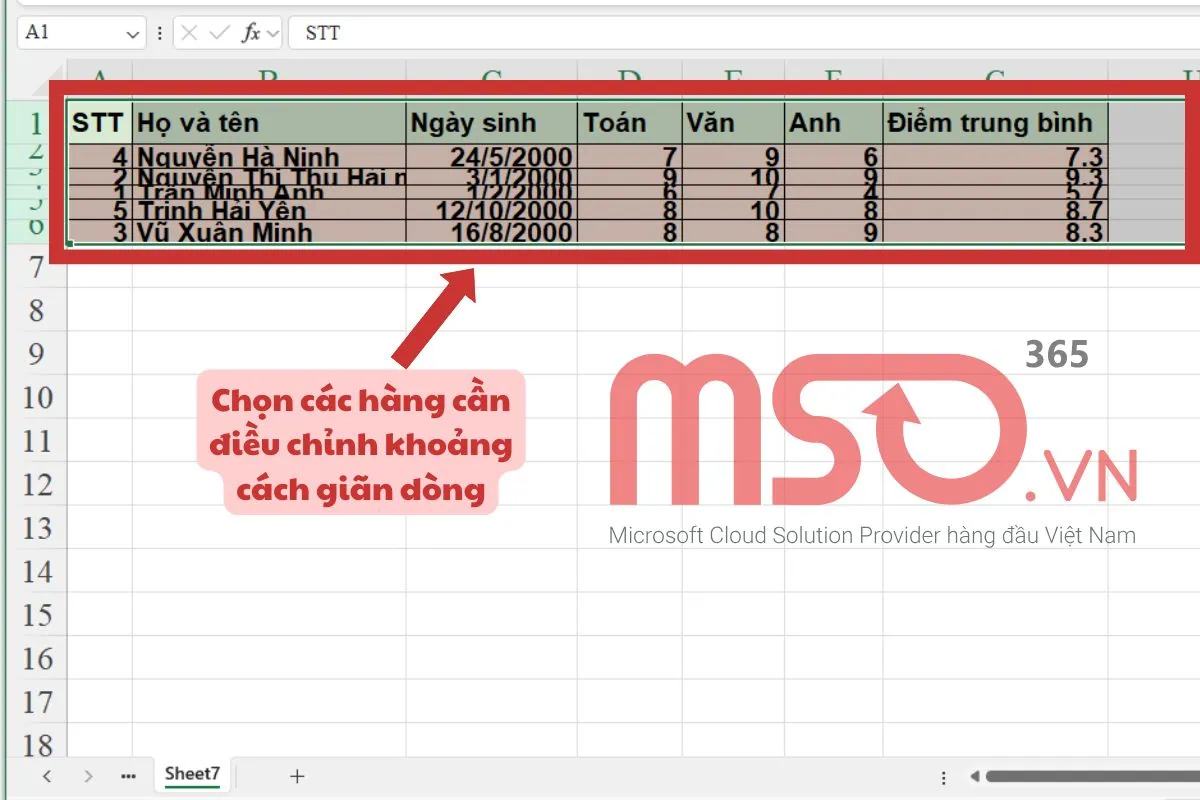 Cách tự giãn dòng trong Excel với kích thước tùy chỉnh