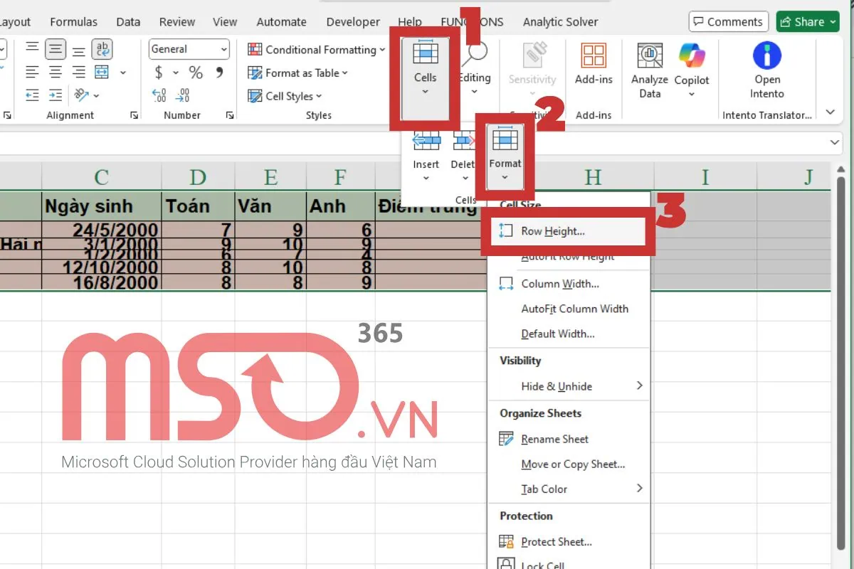 Cách tự giãn dòng trong Excel với kích thước tùy chỉnh