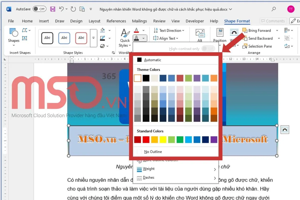 Cách tùy chỉnh chữ đã chèn vào trong ảnh trên tài liệu Word
