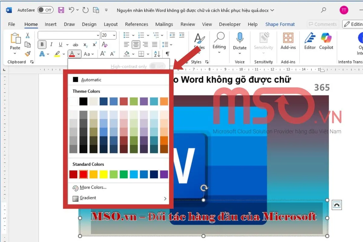 Cách tùy chỉnh chữ đã chèn vào trong ảnh trên tài liệu Word