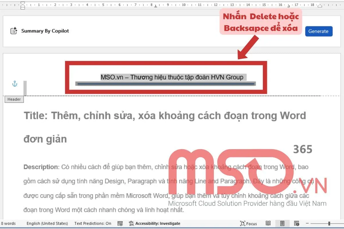 Cách xóa dòng cho Header và Footer trong Word