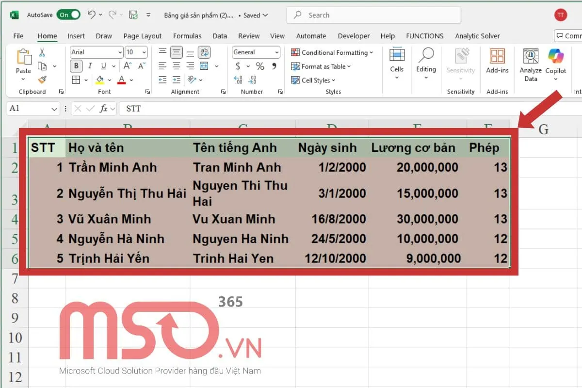 Hướng dẫn cách xuống dòng tự kẻ bảng trong Excel đơn giản nhất