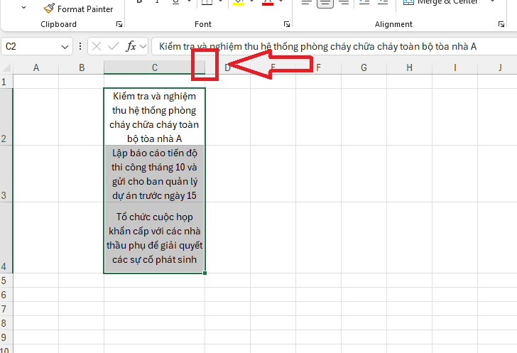 Xuống dòng trong ô Excel tự động bằng tính năng Wrap Text