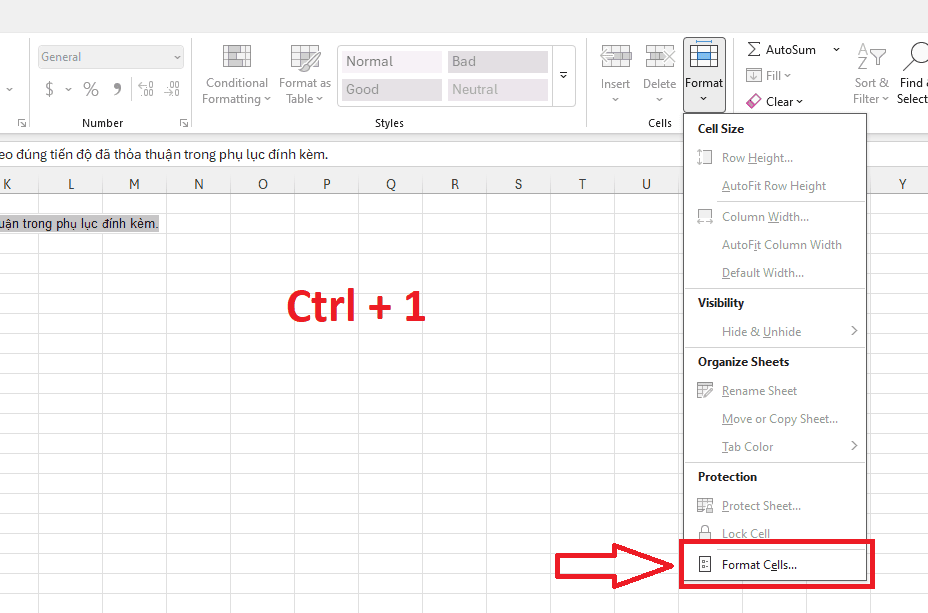 Xuống dòng trong ô Excel bằng tính năng Format Cells (Justify)