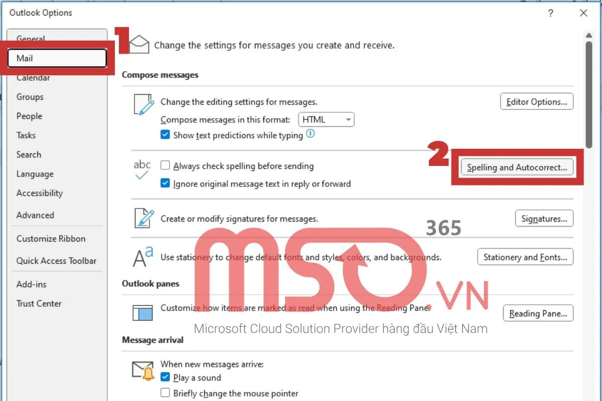 Hướng dẫn cách bật kiểm tra chính tả trong Outlook