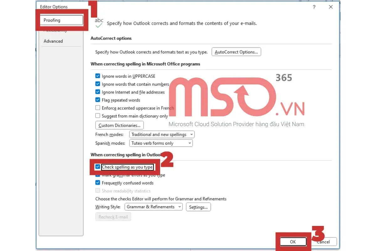 Hướng dẫn cách bật kiểm tra chính tả trong Outlook