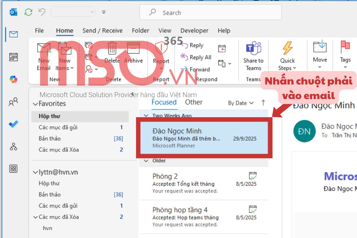 Hướng dẫn cách đánh dấu email chưa đọc trong Outlook đơn giản
