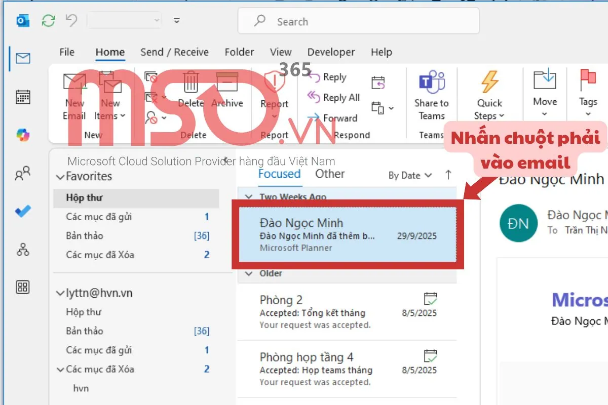 Hướng dẫn cách đánh dấu email chưa đọc trong Outlook đơn giản