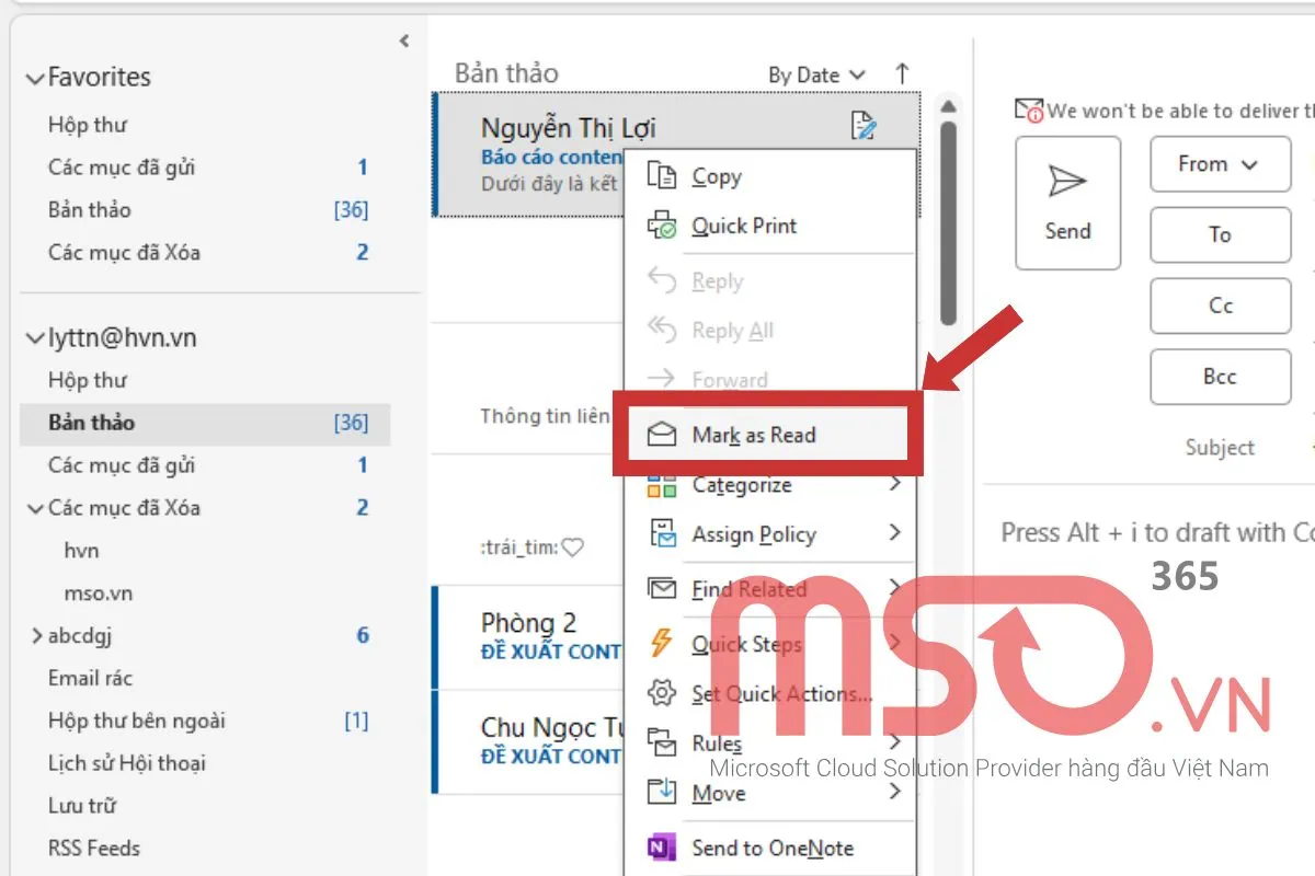 Hướng dẫn cách đánh dấu email chưa đọc trong Outlook đơn giản