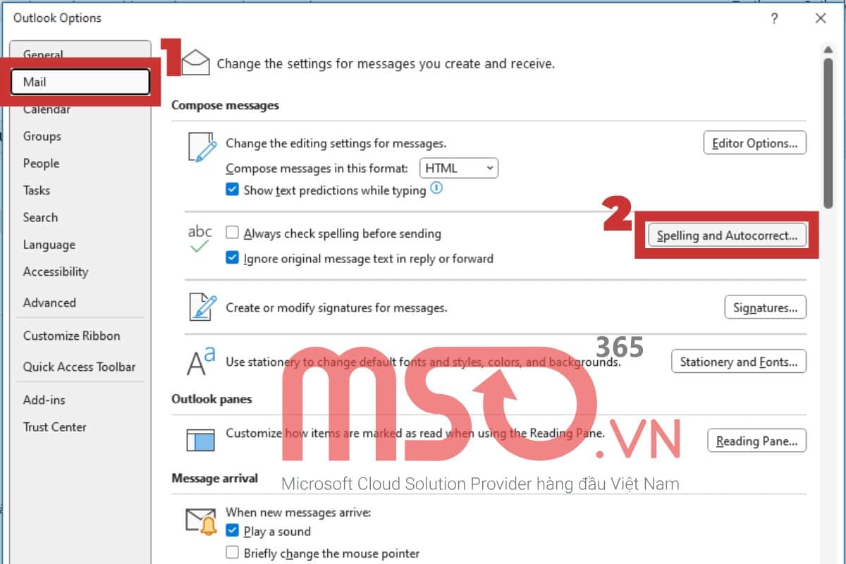 Hướng dẫn cách tắt gạch đỏ trong Outlook trên Desktop