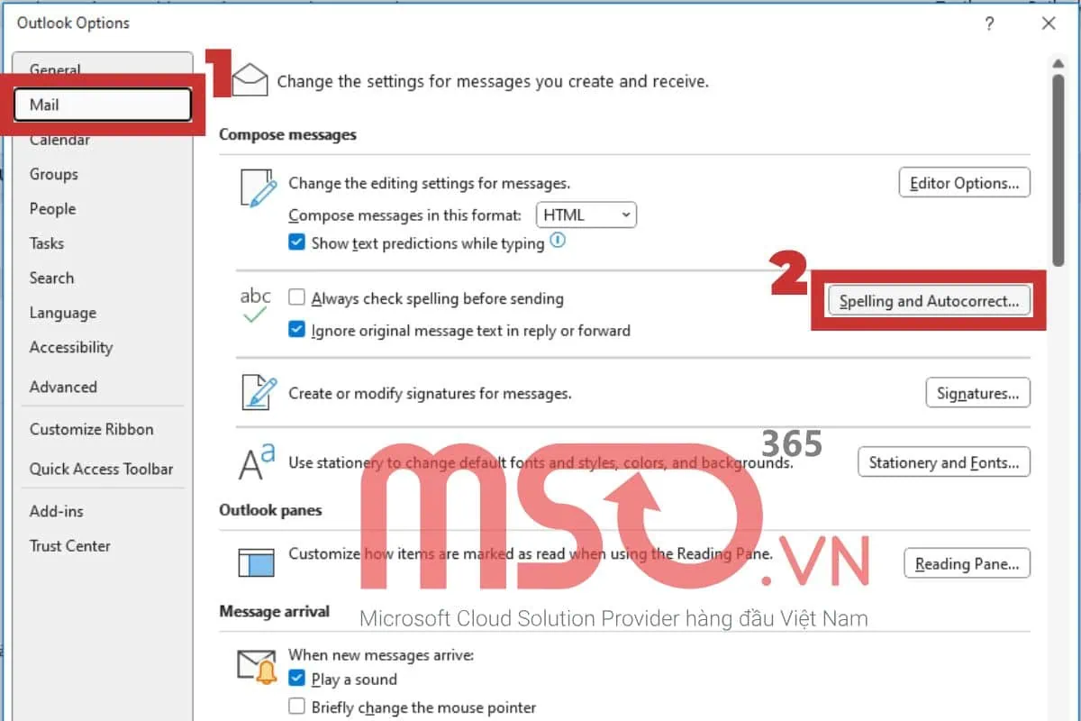 Hướng dẫn cách tắt gạch đỏ trong Outlook trên Desktop
