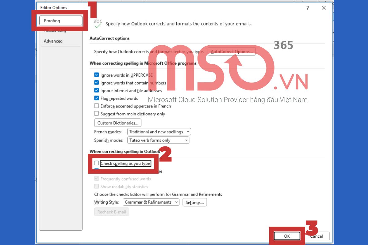 Hướng dẫn cách tắt gạch đỏ trong Outlook trên Desktop