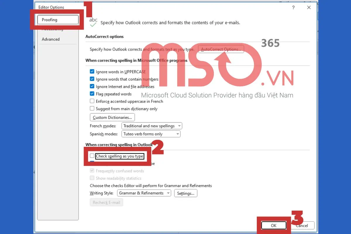 Hướng dẫn cách tắt gạch đỏ trong Outlook trên Desktop