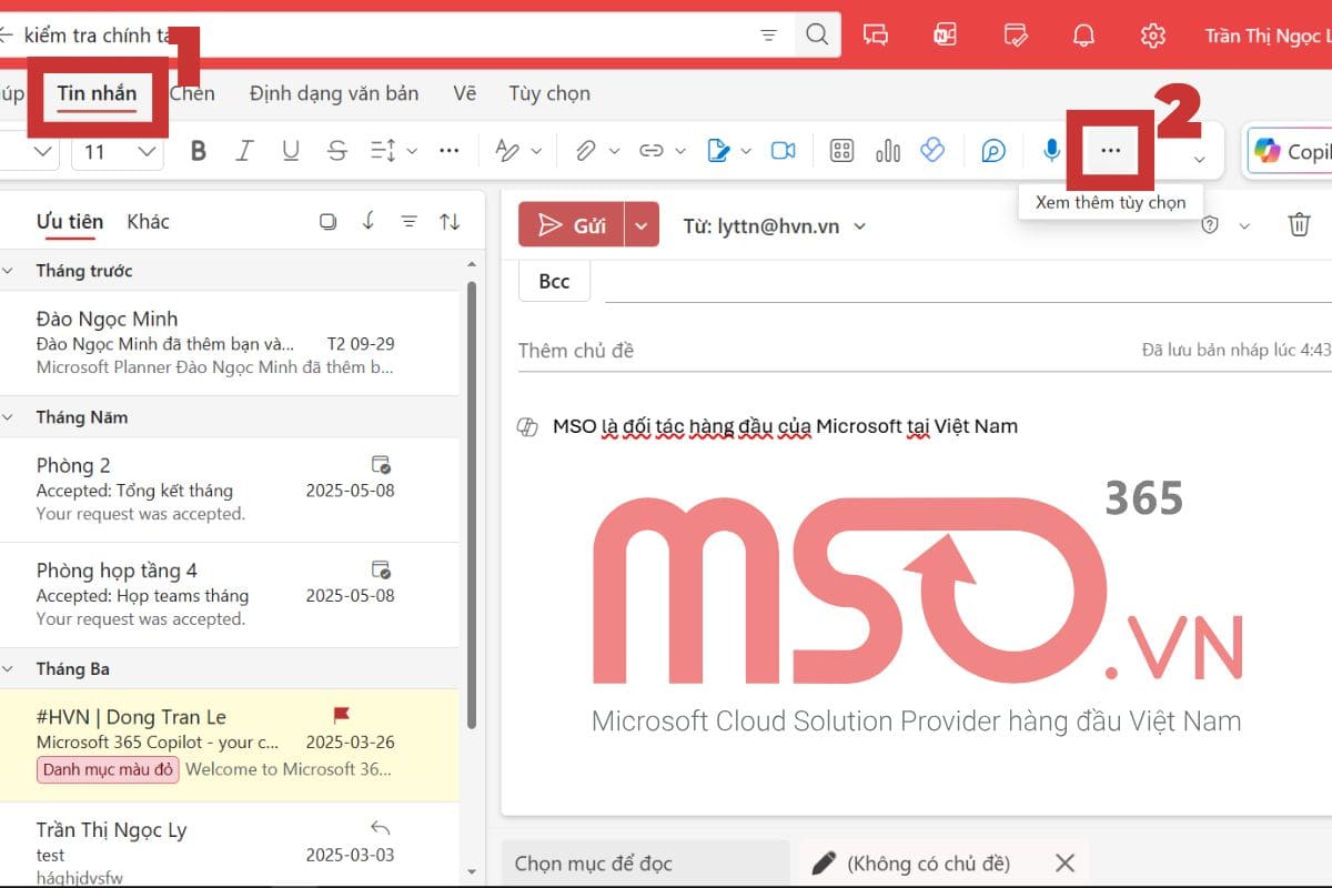Hướng dẫn cách tắt gạch đỏ trong Outlook web