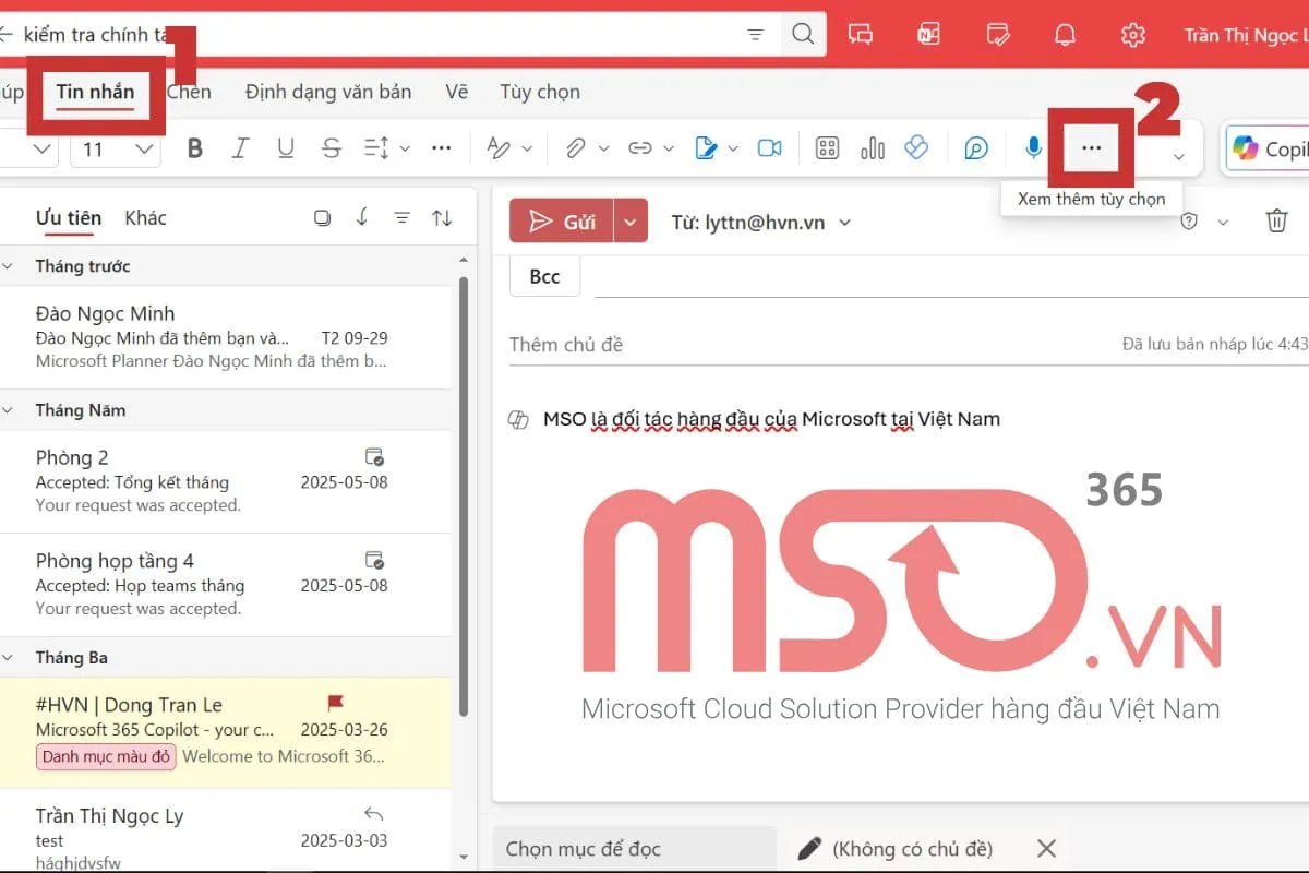 Hướng dẫn cách tắt gạch đỏ trong Outlook web