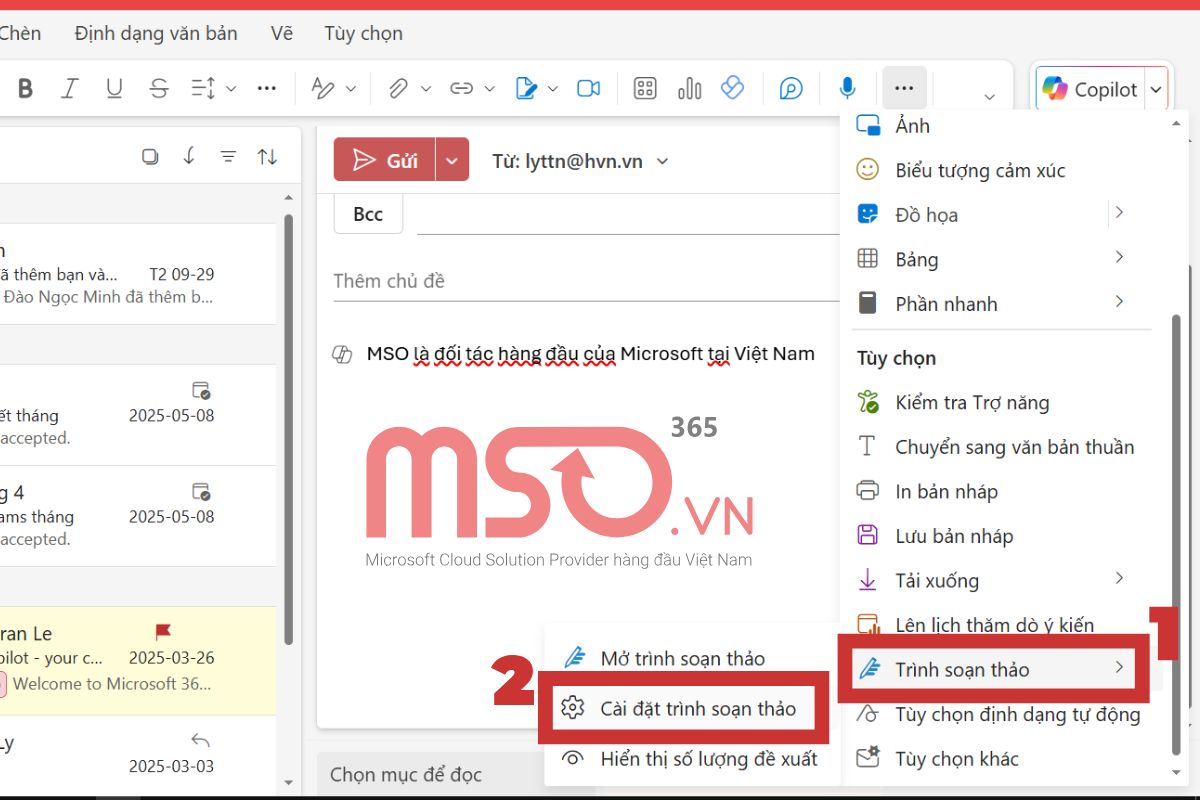 Hướng dẫn cách tắt gạch đỏ trong Outlook web
