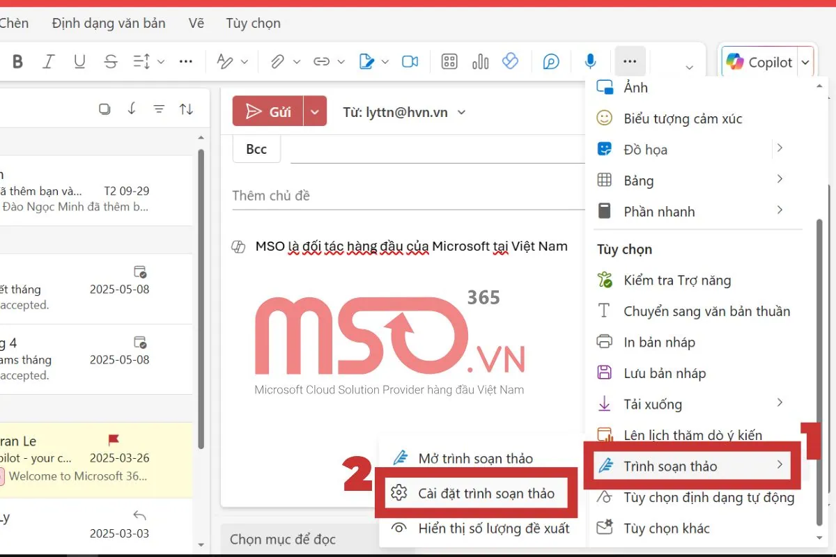 Hướng dẫn cách tắt gạch đỏ trong Outlook web