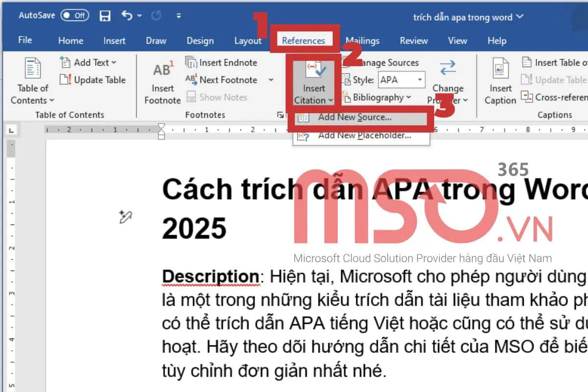 Hướng dẫn cách trích dẫn APA trong Word chuẩn 2025
