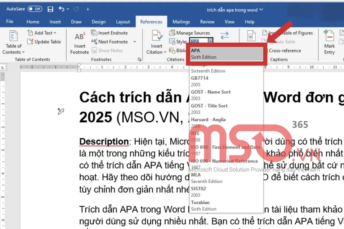 Hướng dẫn cách trích dẫn APA trong Word chuẩn 2025