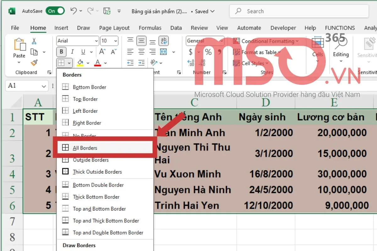 Hướng dẫn cách tự kẻ bảng trong Excel thủ công