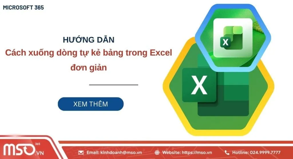 cách xuống dòng tự kẻ bảng trong excel
