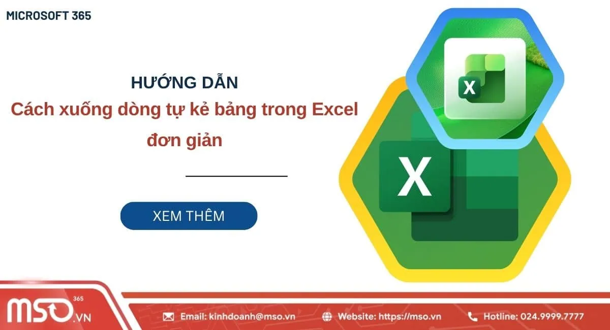 cách xuống dòng tự kẻ bảng trong excel