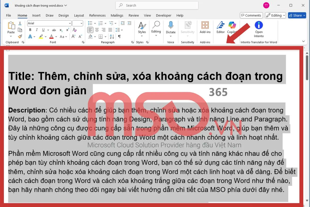 Cách chỉnh sửa khoảng cách giữa các đoạn trong Word bằng Design