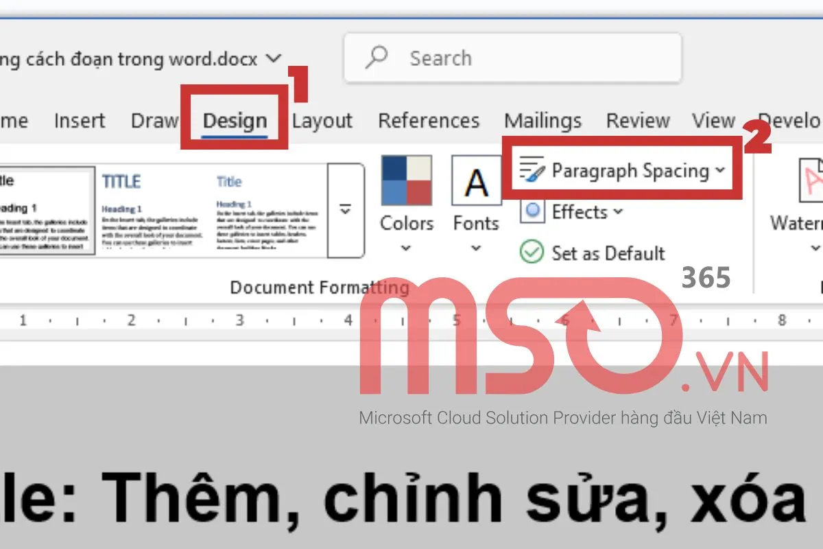 Cách chỉnh sửa khoảng cách giữa các đoạn trong Word bằng Design