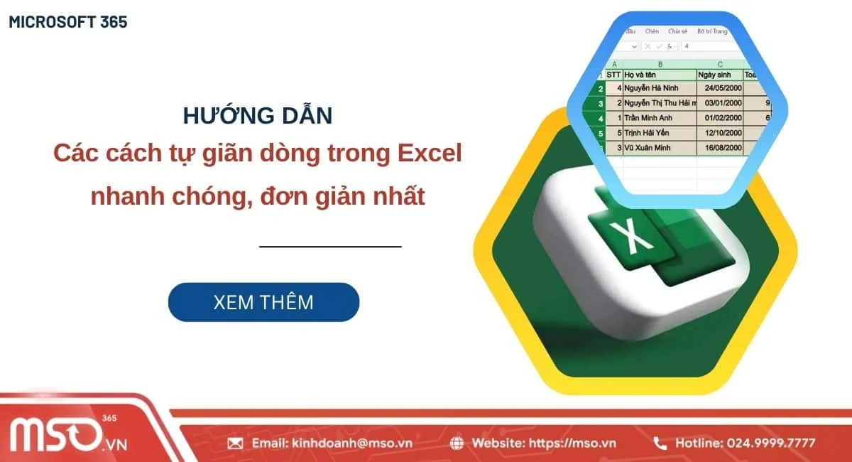 tự giãn dòng trong excel