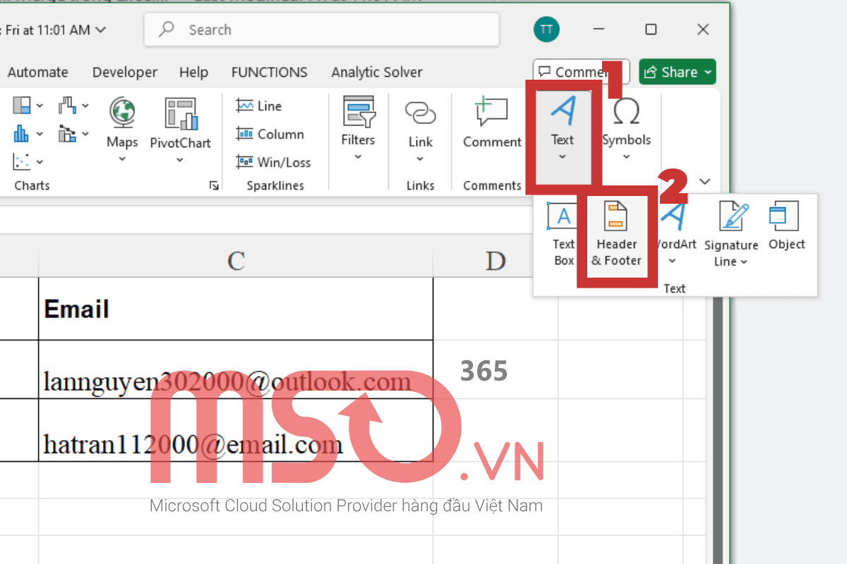 Cách chèn Watermark trong Excel dạng chữ (text)