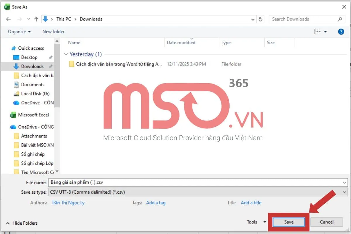 Hướng dẫn cách chuyển file Excel sang CSV UTF-8