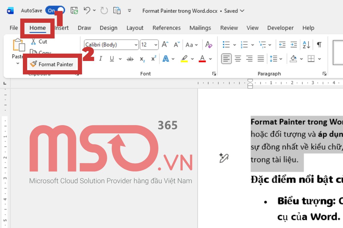 Cách dùng Format Painter trong Word để sao chép định dạng