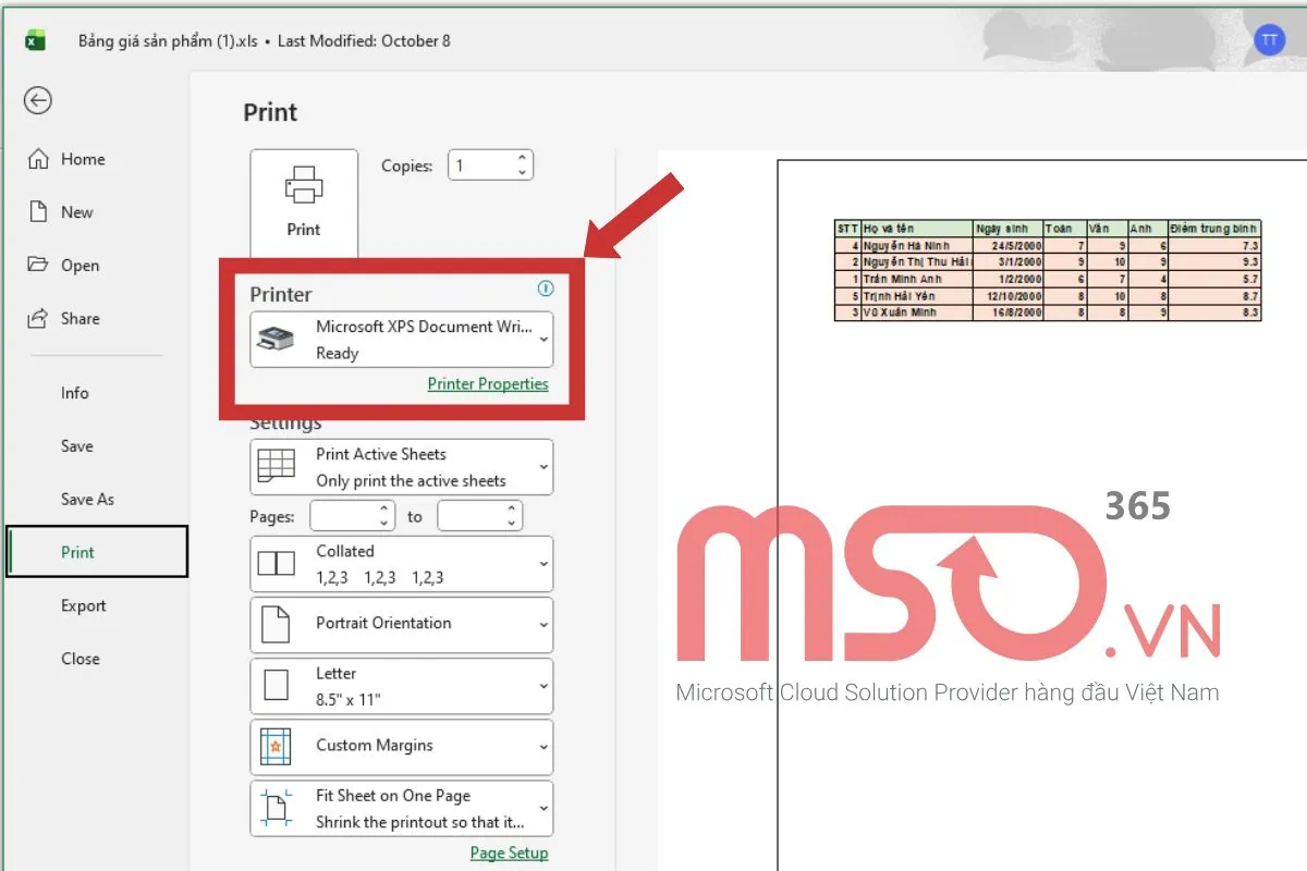 Hướng dẫn cách in Excel 2 mặt bằng máy in hỗ trợ in 2 mặt