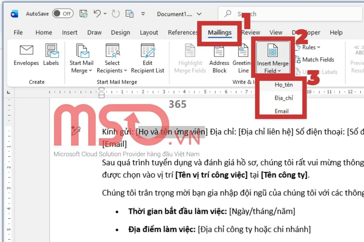 Cách làm Mail Merge trong Excel để tạo hàng loạt tài liệu