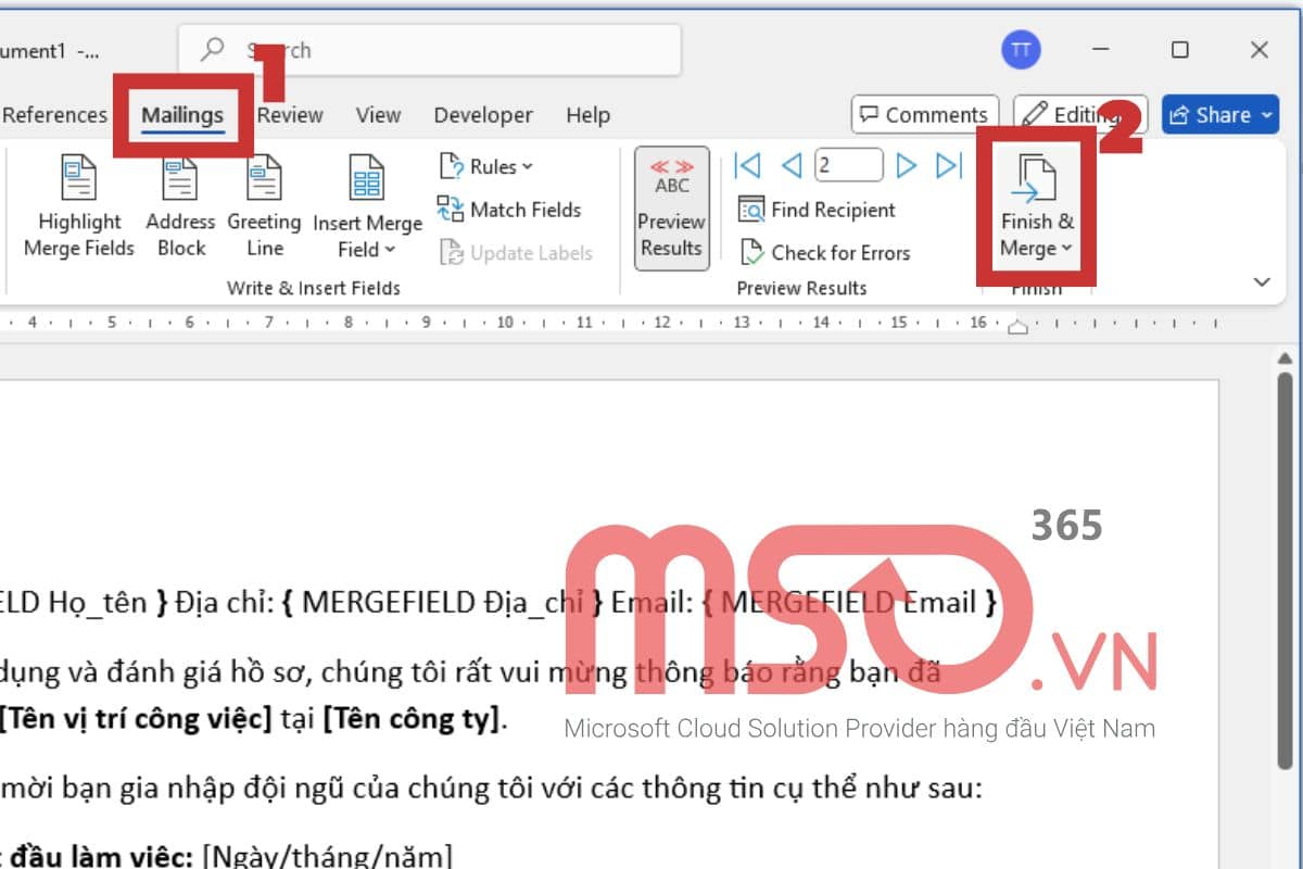 Cách làm Mail Merge trong Excel để tạo hàng loạt tài liệu