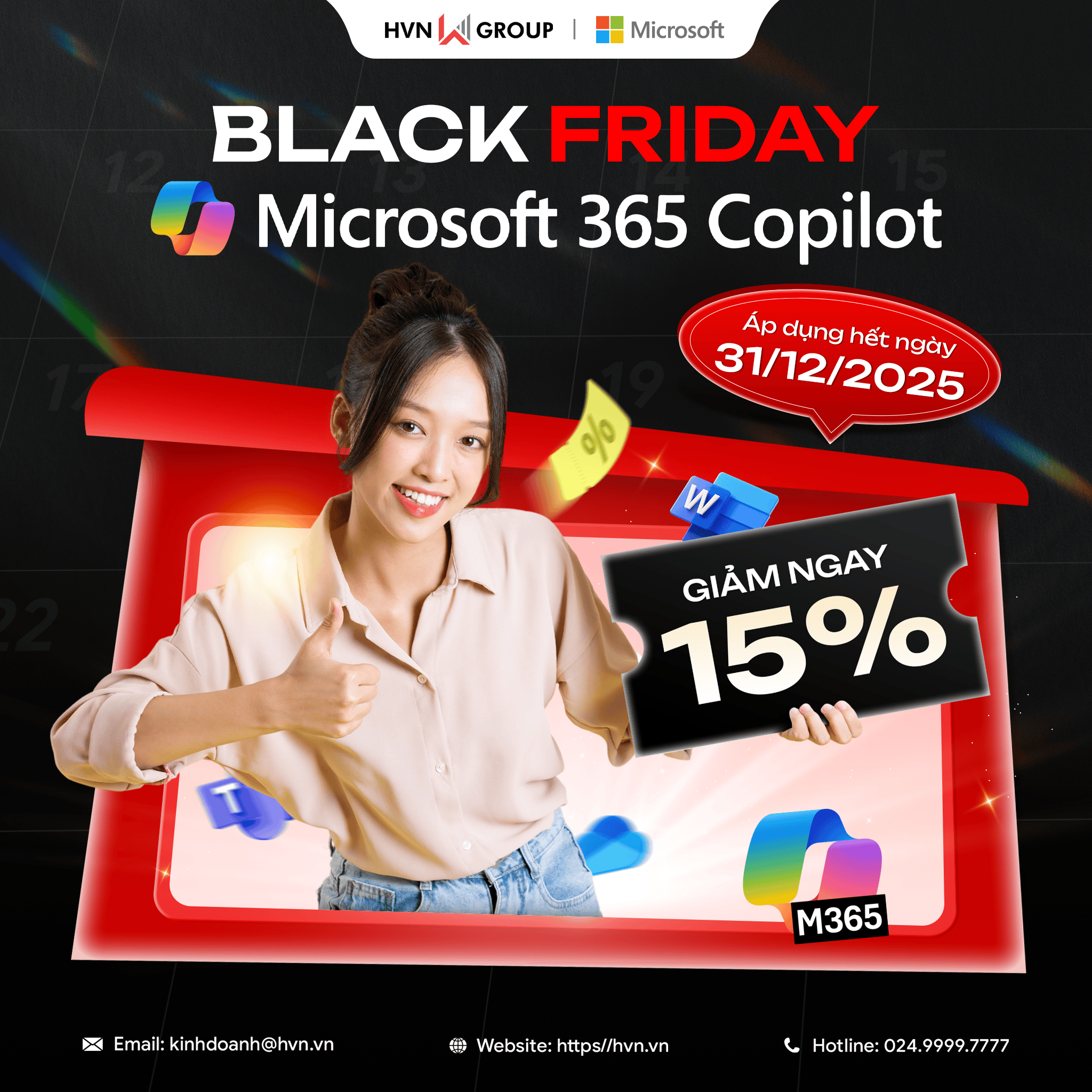 Săn deal Black Friday: Cơ hội sở hữu Microsoft 365 Copilot với giá giảm 15%.
