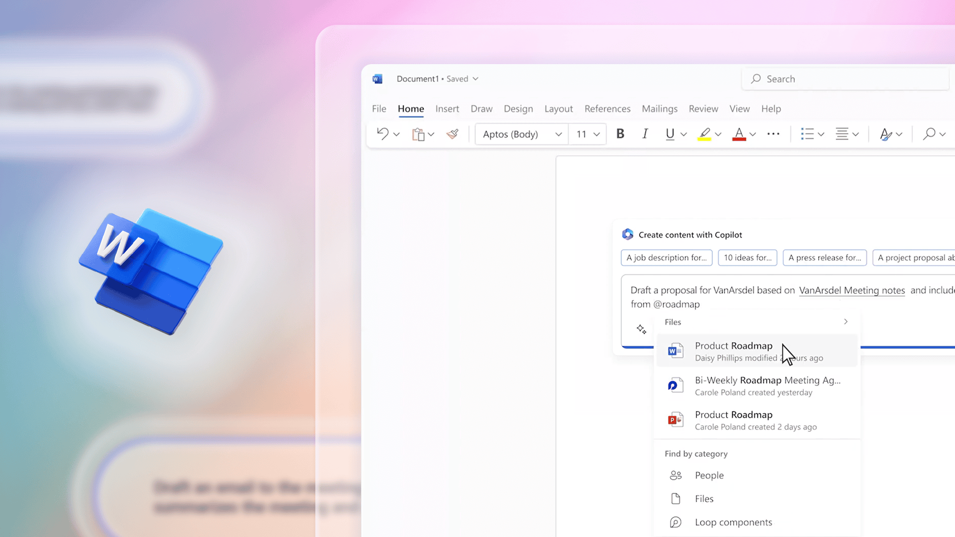 Giao diện tính năng hỗ trợ soạn thảo thông minh của Copilot trong Microsoft Word.