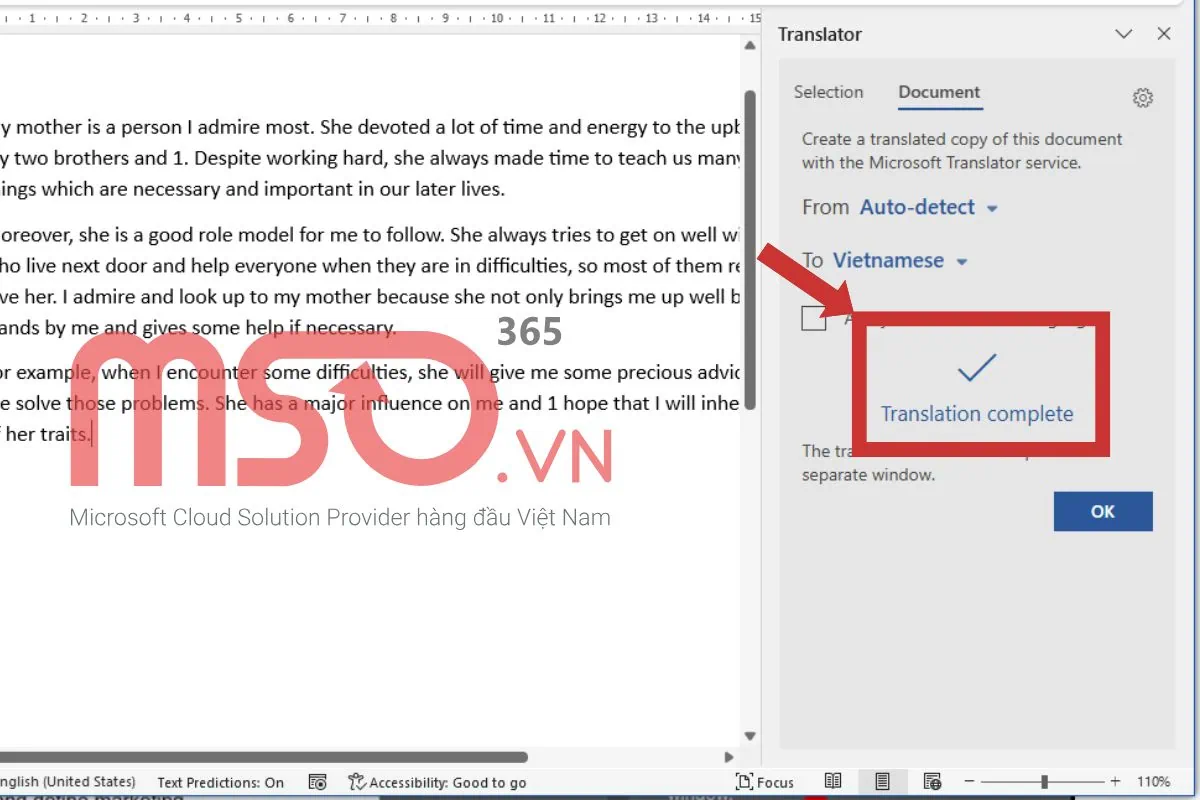 Hướng dẫn cách dịch văn bản trong Word với toàn bộ văn bản