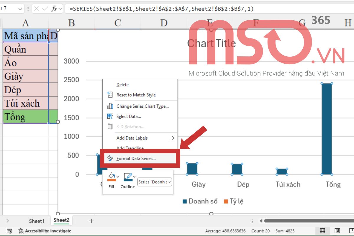 Hướng dẫn cách vẽ biểu đồ cột kết hợp đường trong Excel chi tiết