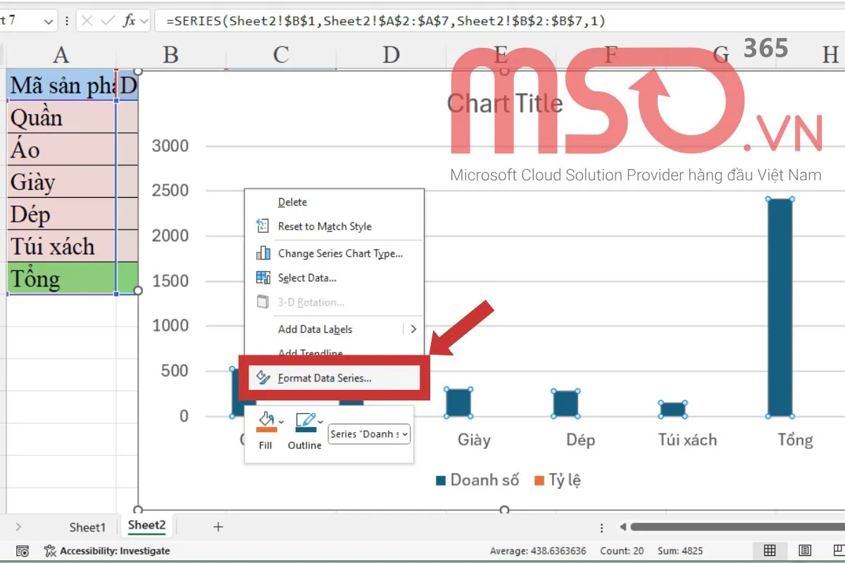 Hướng dẫn cách vẽ biểu đồ cột kết hợp đường trong Excel chi tiết