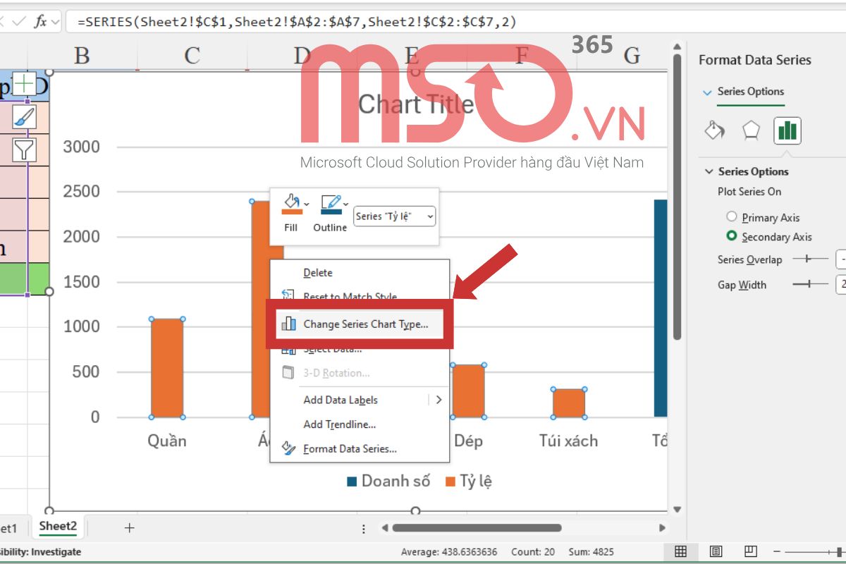 Hướng dẫn cách vẽ biểu đồ cột kết hợp đường trong Excel chi tiết