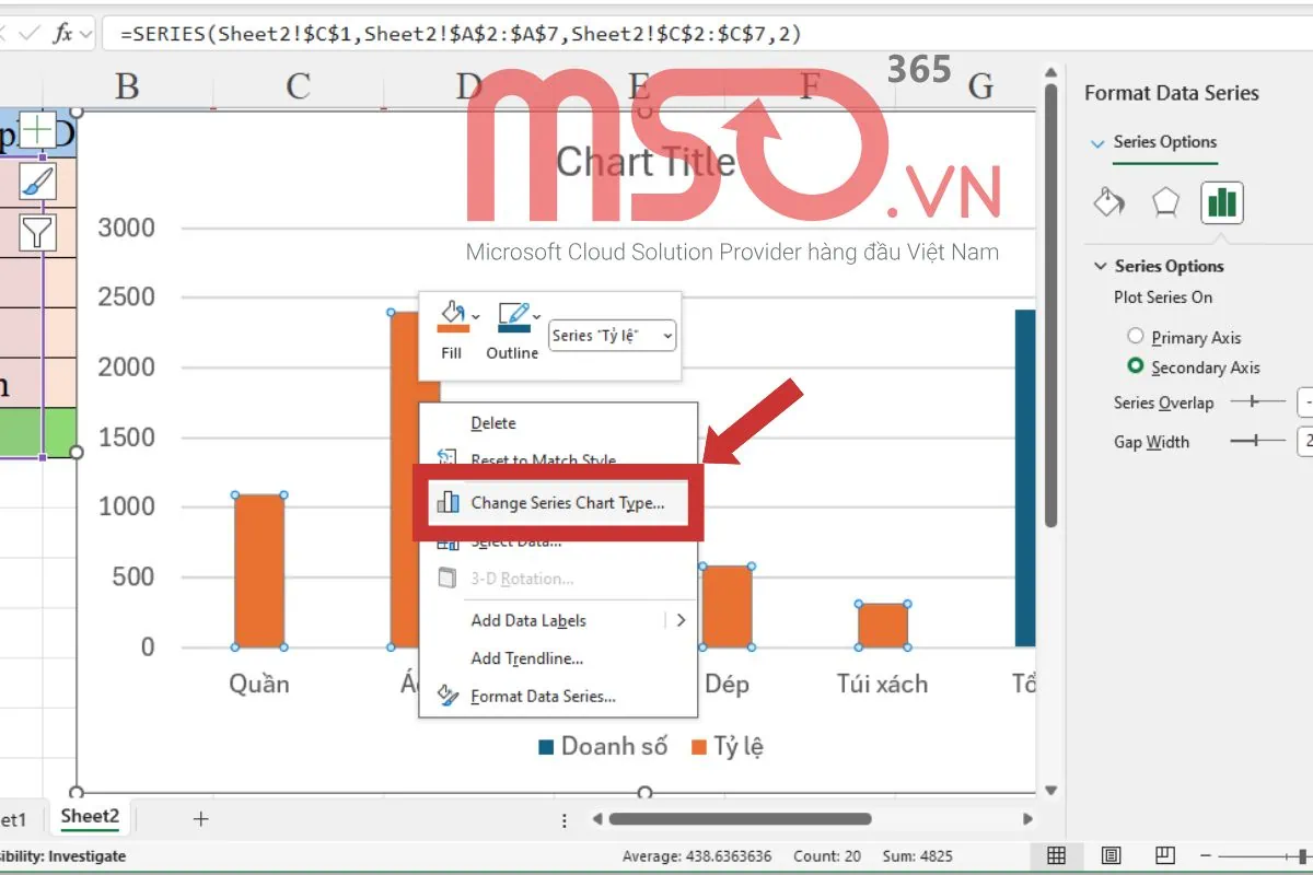 Hướng dẫn cách vẽ biểu đồ cột kết hợp đường trong Excel chi tiết