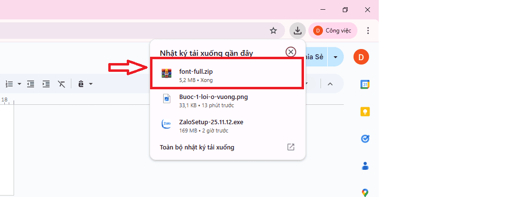 Giải nién file vừa tải về
