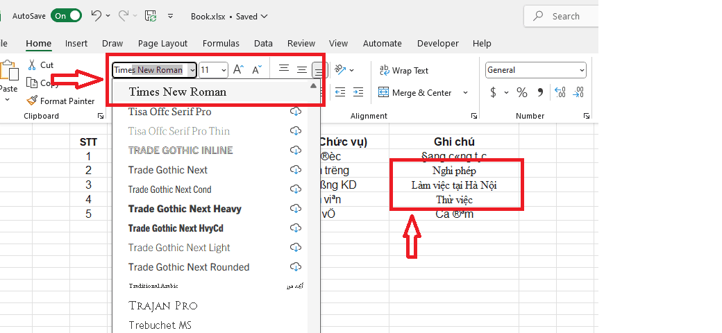 Chuyển sang các font Unicode phổ biến