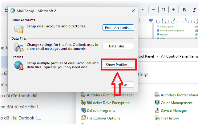 Cách tạo hồ sơ (Profile) mới cho Outlook