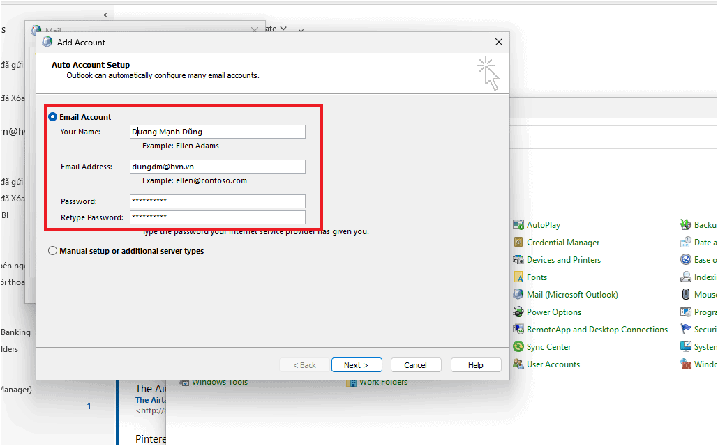 Cách tạo hồ sơ (Profile) mới cho Outlook