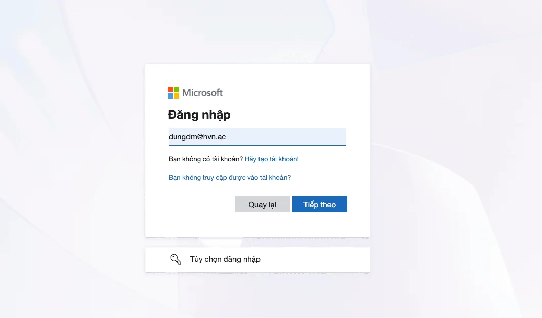 Đăng nhập và thiết lập hồ sơ người dùng