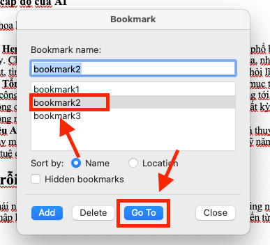 Không đổi tên được Bookmark trong Word
