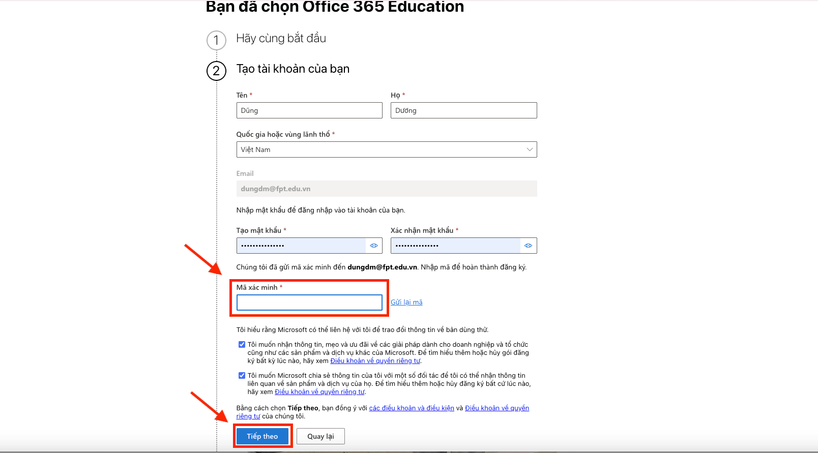 Thiết lập thông số bảo mật và mật khẩu tài khoản