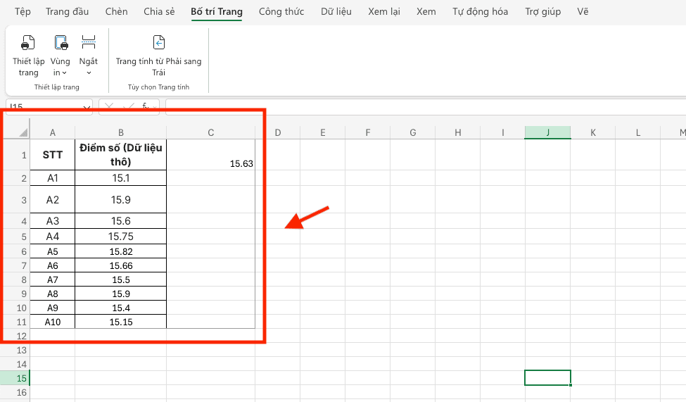 Thực hiện lệnh xác nhận chọn vùng in trong Excel